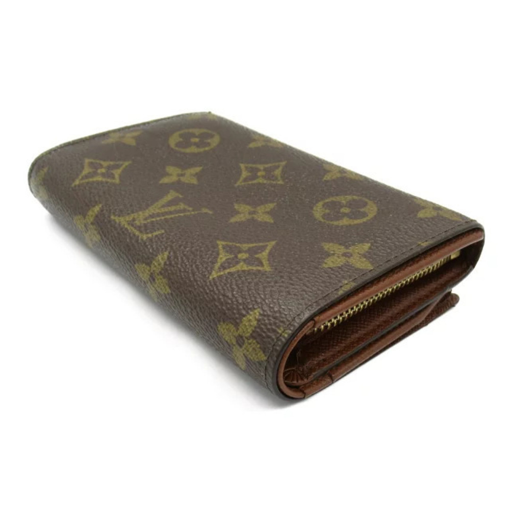 Louis Vuitton Porte Monnaie Bi Bietrezor fold Brown Canvas Wallet Monogram - Picture 4 of 8